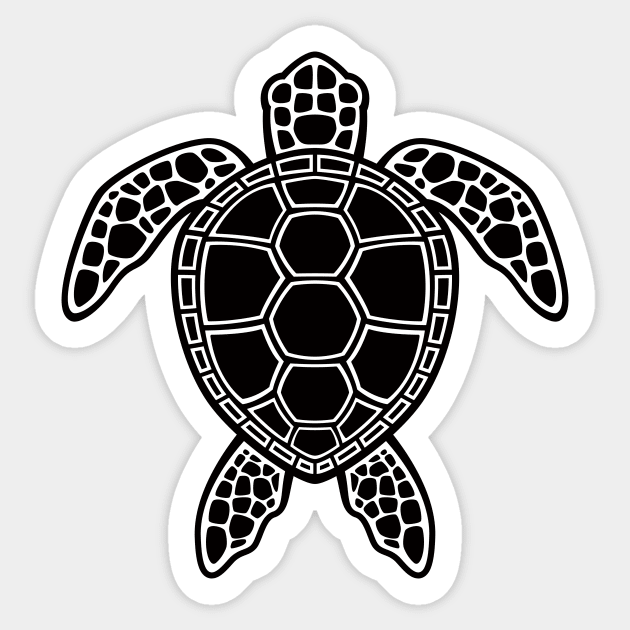 Green Sea Turtle Design - Black Sticker by fizzgig